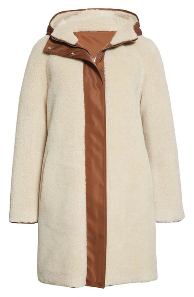 Loro Piana Reversible Hooded Cashmere And Silk-blend Fleece And Matte-satin Coat In Ancient Paper
