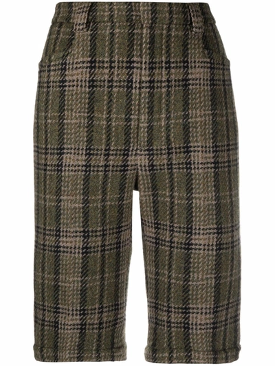 Saint Laurent Tweed Bermuda Cycling Shorts In Marron/eb