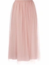 Red Valentino Redvalentino Point D'esprit Polka Dots Tulle Midi Skirt In Pink