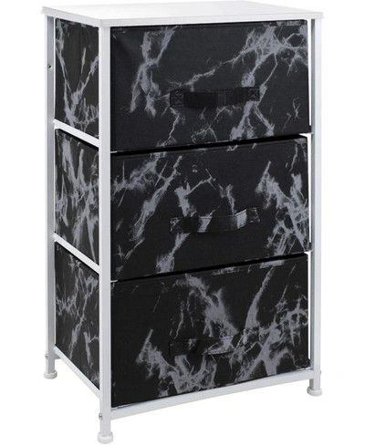 Sorbus 3 Drawers Chest Dresser In White Frame/black Marble