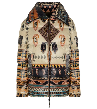 Etro Quilted Down Jacket With Geometric Print In Brown