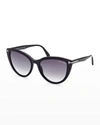 Tom Ford Isabella Plastic Cat-eye Sunglasses In 01b Black/grey