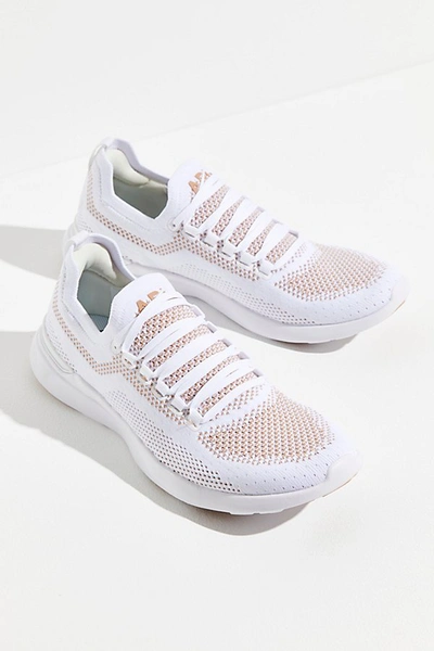 Apl Athletic Propulsion Labs Techloom Breeze Knit Running Shoe In White / Caramel