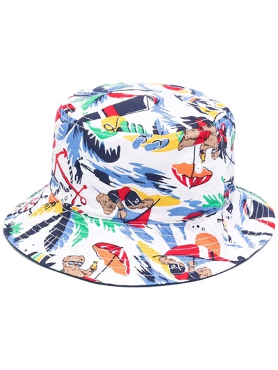 Polo Ralph Lauren Kids' Bear-waiian-print Bucket Hat In White