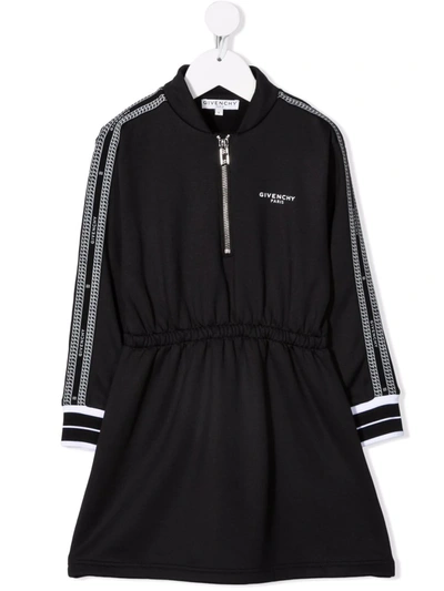 Givenchy Kids' Logo Print Cotton Sweat Dress In Black