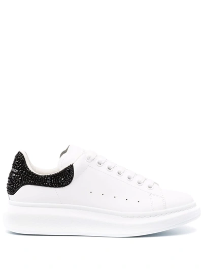 Alexander Mcqueen Oversized Crystal-embellished Sneakers In Off White/black