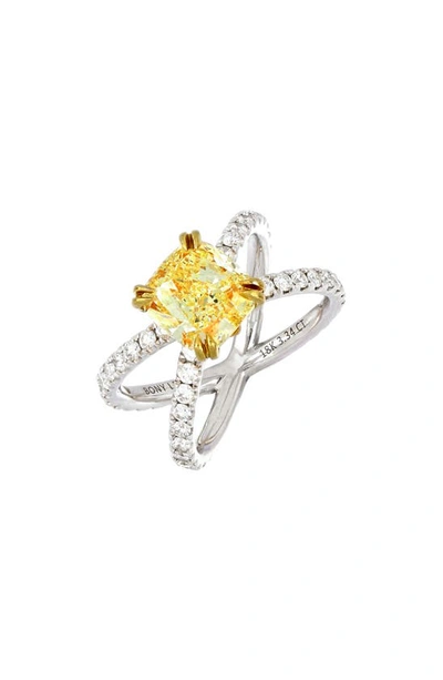 Bony Levy Yellow Diamond Cushion Crisscross Ring (nordstrom Exclusive) In Yellow Diamond/ White