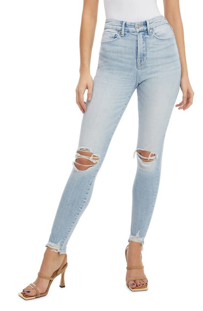 Good American Good Waist Ripped High Waist Ankle Skinny Jeans In Blue675