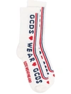 Gcds Slogan Intarsia Ribbed-knit Socks In White