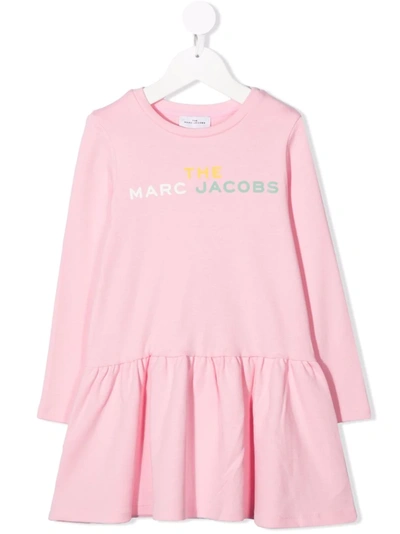 Marc Jacobs Teen Logo-print Long-sleeved Dress In 粉色