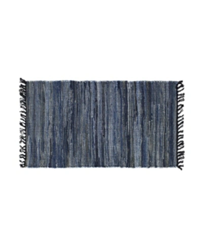French Connection Elisha Denim Chindi 28" X 48" Moroccan Accent Rug Bedding In Blue
