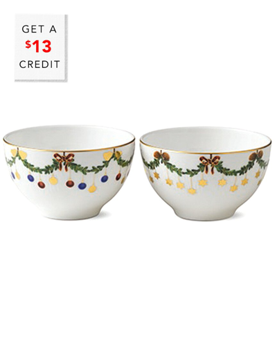 Royal Copenhagen Star Fluted Christmas Chocolate Bowl, Set Of 2 In Nocolor