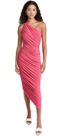 Norma Kamali Diana One-shoulder Ruched Stretch-jersey Dress In Papaya