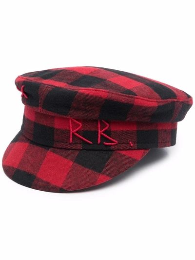 Ruslan Baginskiy Gingham-check Baker-boy Hat In Red,black
