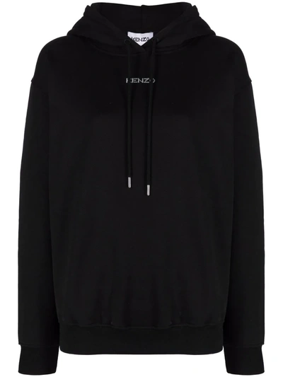 Kenzo Logo-print Pullover Hoodie In Black