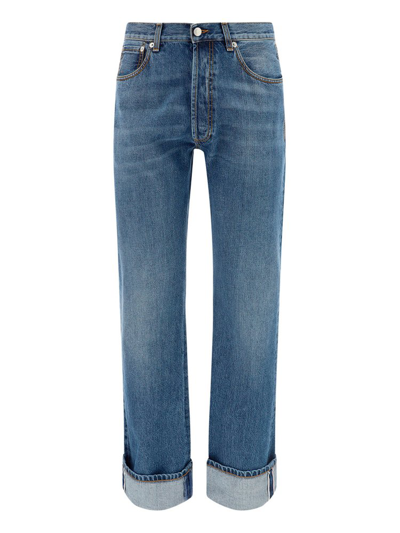 Alexander Mcqueen Jeans With Decorative Selvedge In Blue