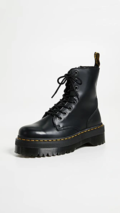 Dr. Martens Jadon Smooth Leather Platform Boots In Black