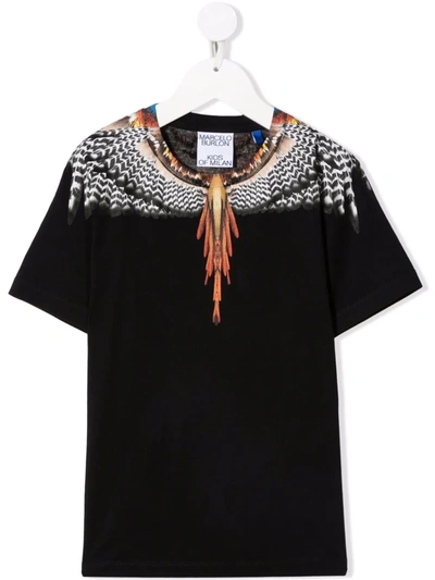Marcelo Burlon County Of Milan Kids Black And Orange Grizzly Wings T-shirt