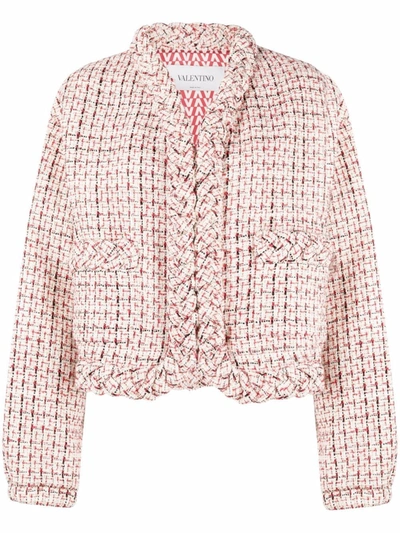 Valentino Checked Metallic Wool-blend Tweed Jacket In Pink