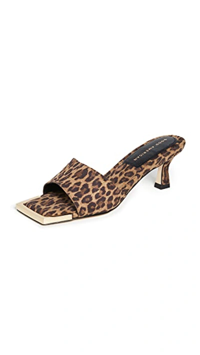 Good American The Standout Square Toe Slide Sandal In Pale Leopard