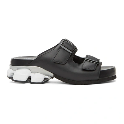 Miharayasuhiro Black Leather Sneaker Heel Sandals