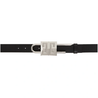 Givenchy Grained Leather Padlock Belt In Black