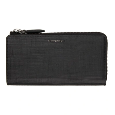 Ermenegildo Zegna Black Stuoia Phone Wallet In Ner Black