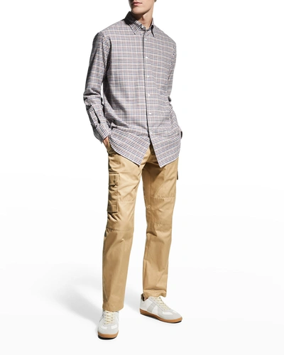 Brioni Men's Solid Cotton Cargo Pants In Taupe
