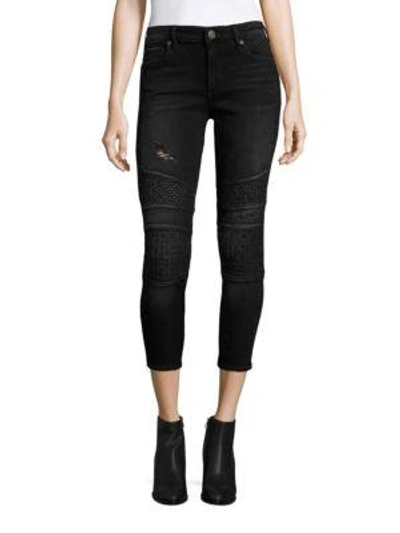 True Religion Halle Cropped Skinny Moto Jeans In Deubdust Pepper