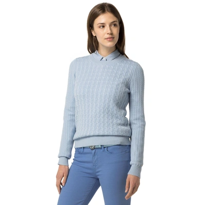 Tommy Hilfiger Classic Wool Cable Knit Sweater - Chambray Blue | ModeSens