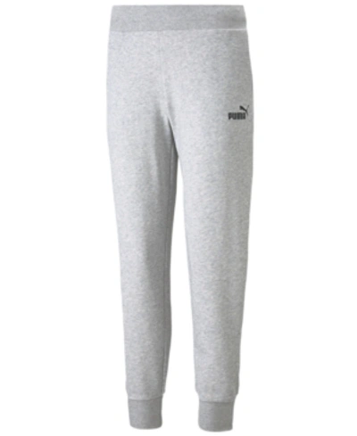 Puma Women's Ess+ Embroidered Drawcord Wide-leg Sweatpants In Light Gray Heather- Black