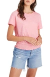 Sanctuary Perfect Smocked Cotton T-shirt In Pink Canyon