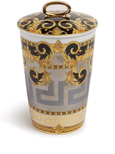 Versace Prestige Gala Lidded Votive In Weiss