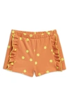 Open Edit Kids' Side Ruffle Shorts In Orange Pheasant Marker Dots