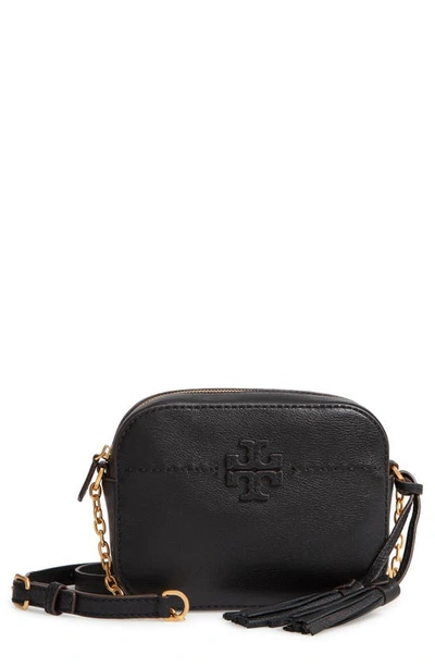 Tory Burch Mcgraw Leather Camera Bag In Black