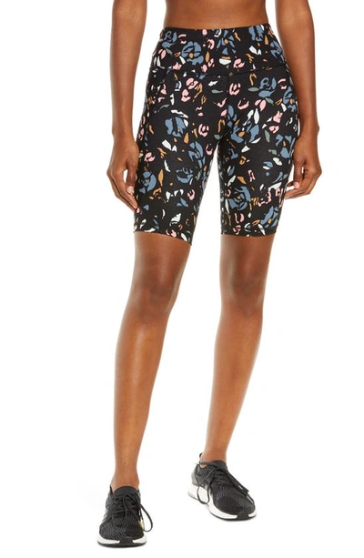 Sweaty Betty Power High Waist Pocket Bike Shorts In Blue Floral Pop Print