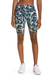 Sweaty Betty Power High Waist Pocket Bike Shorts In Blue Floral Splash Print