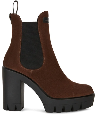 Giuseppe Zanotti Tonix Lug-sole Suede Platform Boots In Brown