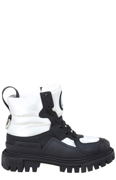 Dolce & Gabbana Trekking Boots In Nylon And Leather In White
