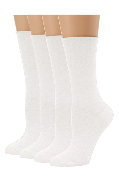 Stems Women's Roll Top Comfort Crew Socks, 3 Pair In White