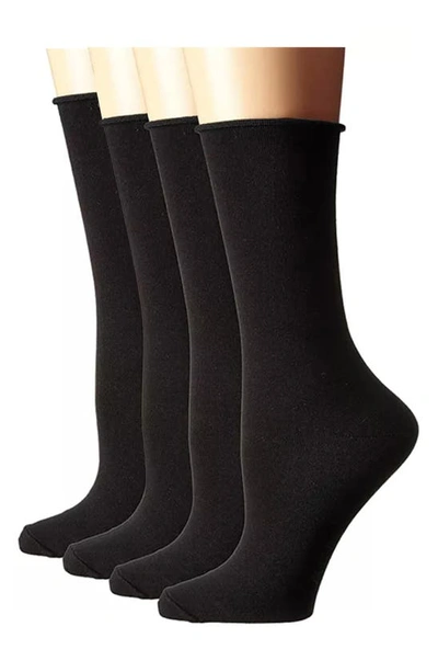 Stems Women's Roll Top Comfort Crew Socks, 3 Pair In Black