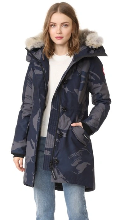 Canada Goose Rossclair Parka In Blue Brush Camo | ModeSens