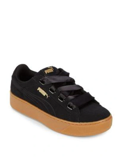 Puma Vikky Low Top Leather Sneakers In Black