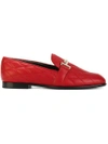 Tod's Double T Quilted Loafers In Red