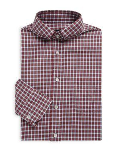 Tom Ford Plaid Cotton Dress Shirt In Red Multi