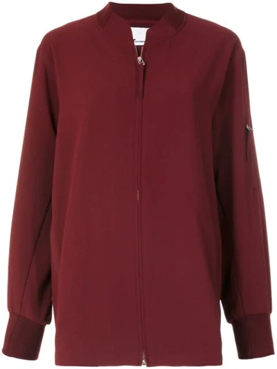 Alexander Wang T Oversized Crepe Bomber Jacket In Red