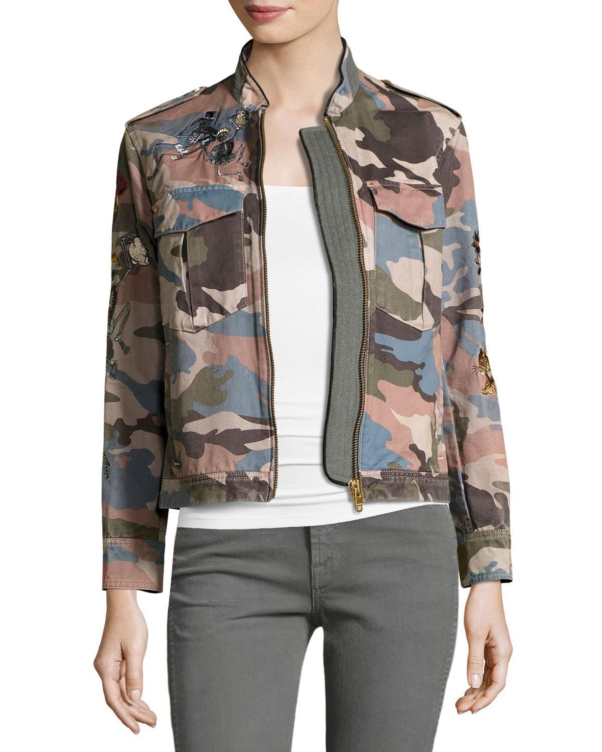 Zadig & Voltaire Kavy Embroidered Camo Utility Jacket | ModeSens