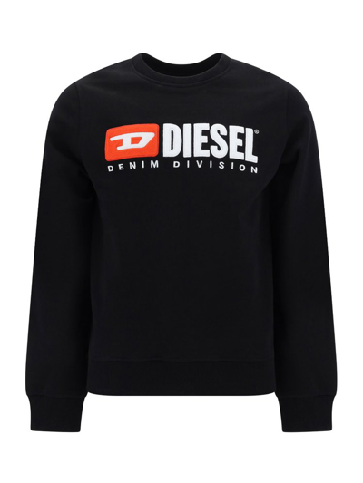 Diesel Logo-print Crewneck Sweatshirt In Black