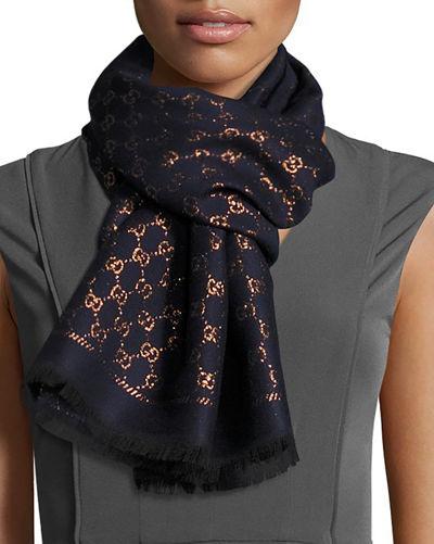 Stenix Gg Jacquard Scarf In Green Pink
