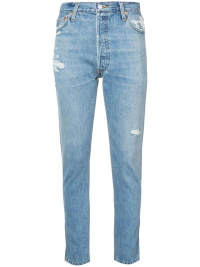Re/done High Rise Ankle Zip Jeans